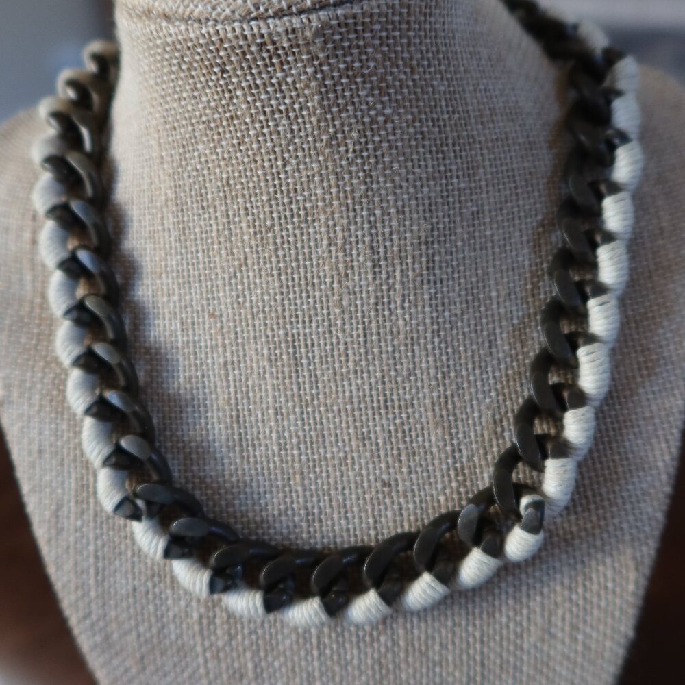 Statement oxidized brass/bronze cuban link necklace & cord by Lena Bernard $225